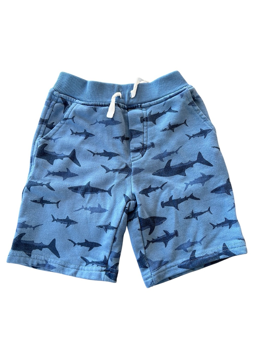 Blue Shark Print Kids Toddler Drawstring Sweats Shorts‎ 3T